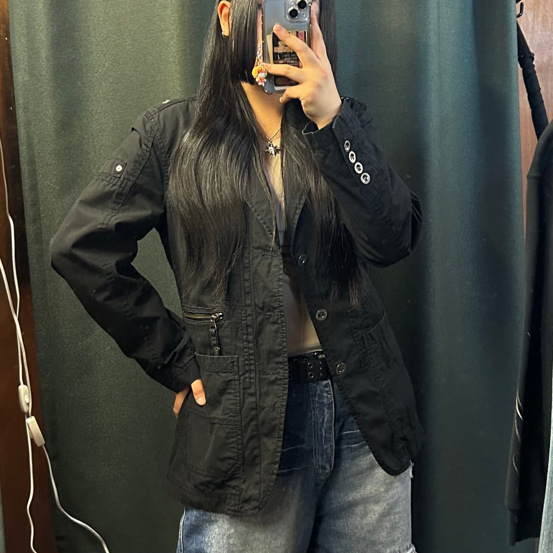 빈티지 블랙 코튼 블레이저 자켓 상품이미지2