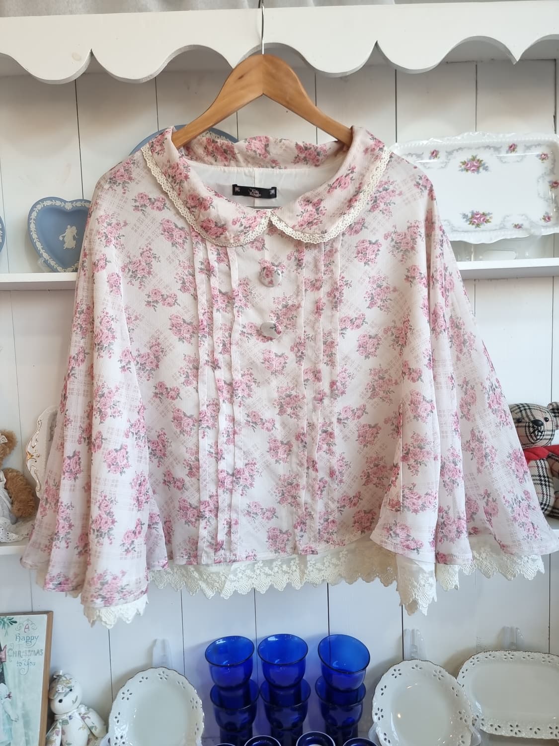 Ank Rouge(앙크루즈) 로즈 플라워 케이프 블라우스/망또 상품이미지1