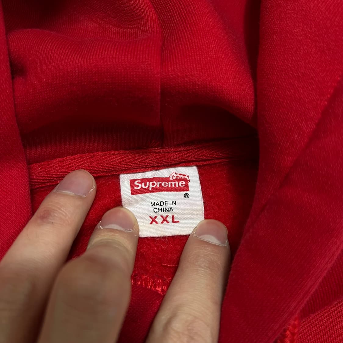 슈프림 투톤 배색 로고 프린팅 기모 후드티 [레드/블랙] 2XL/110 상품이미지6