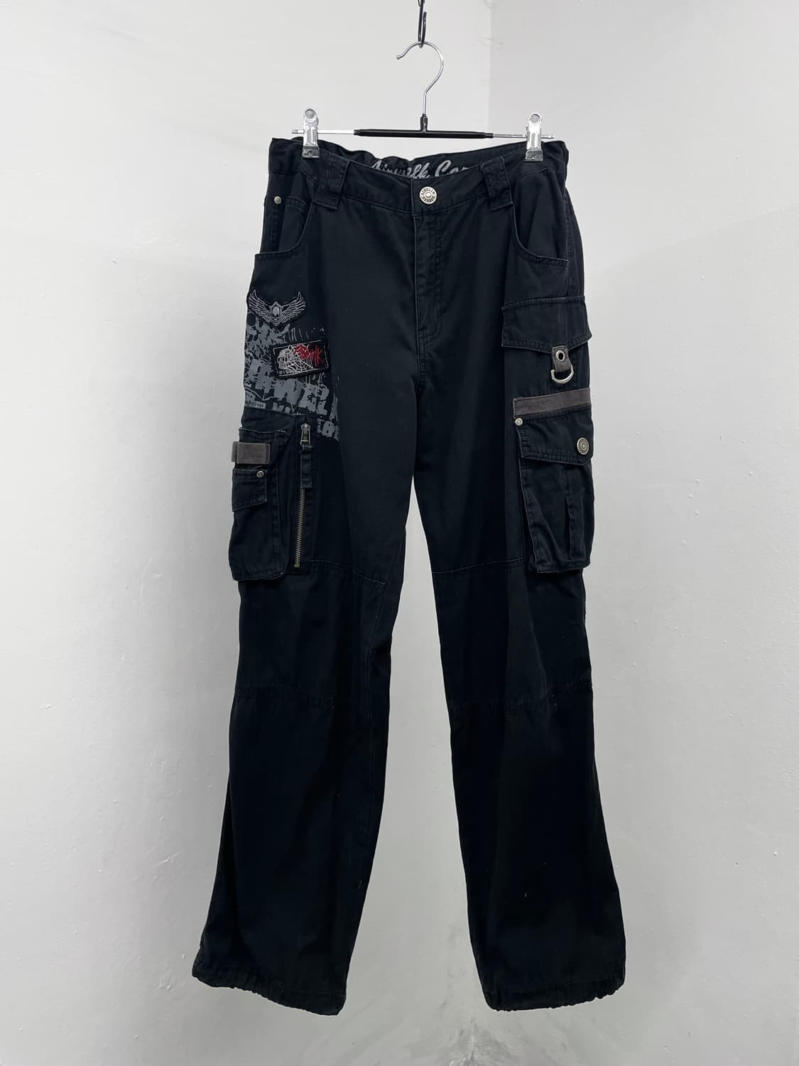 블랙 워크 자수 포켓 카고팬츠 상품이미지7