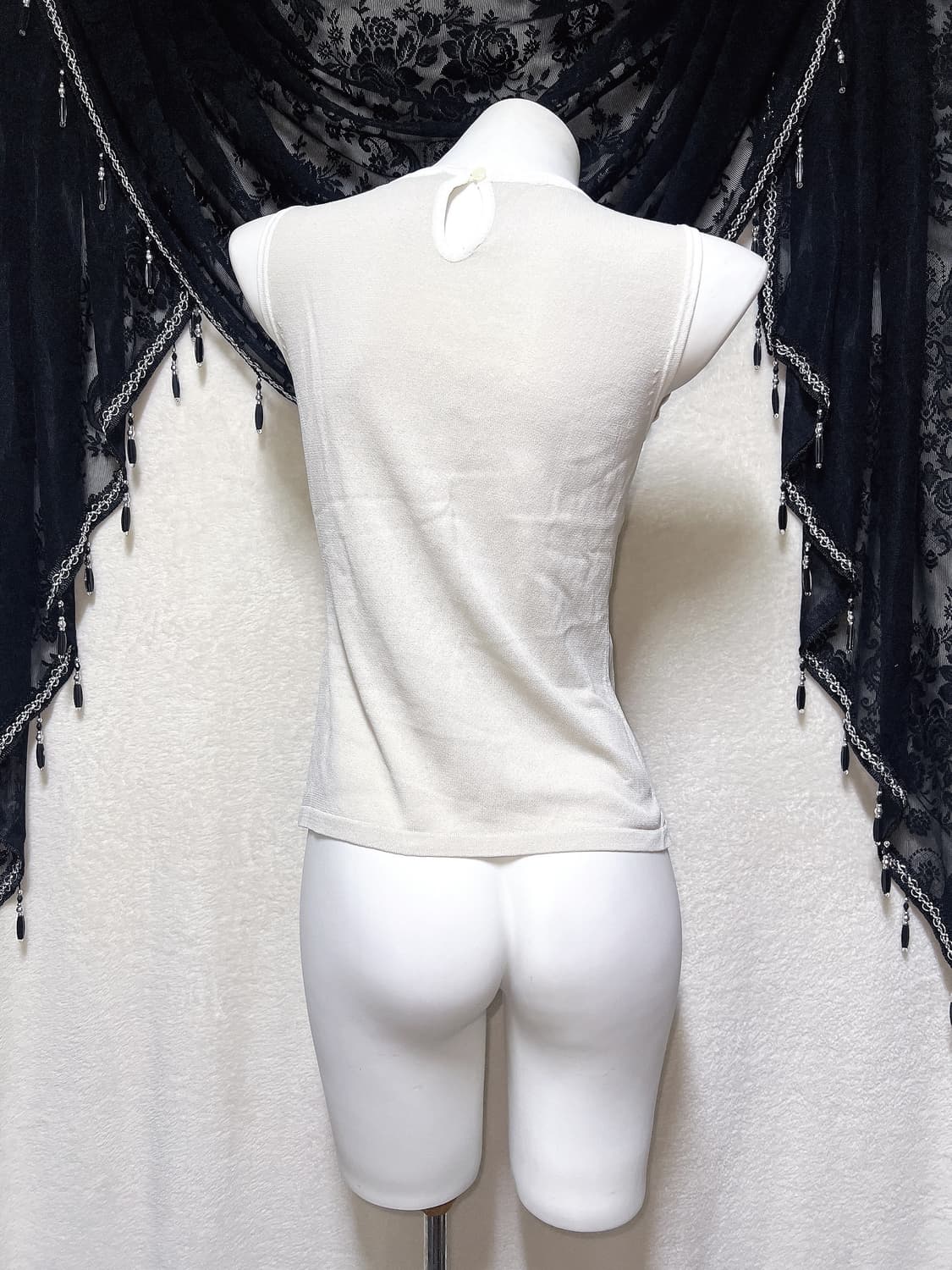 로맨틱갸루 라떼 진주 비즈장식 슬리브리스 나시 로걀탑 핀터 모리 너드 상품이미지6