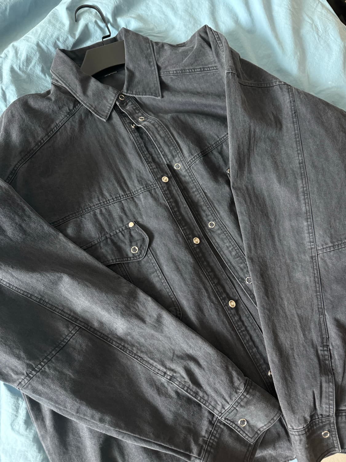 etce 이티씨이 해링본 워시 포켓 셔츠 블랙 L 상품이미지1