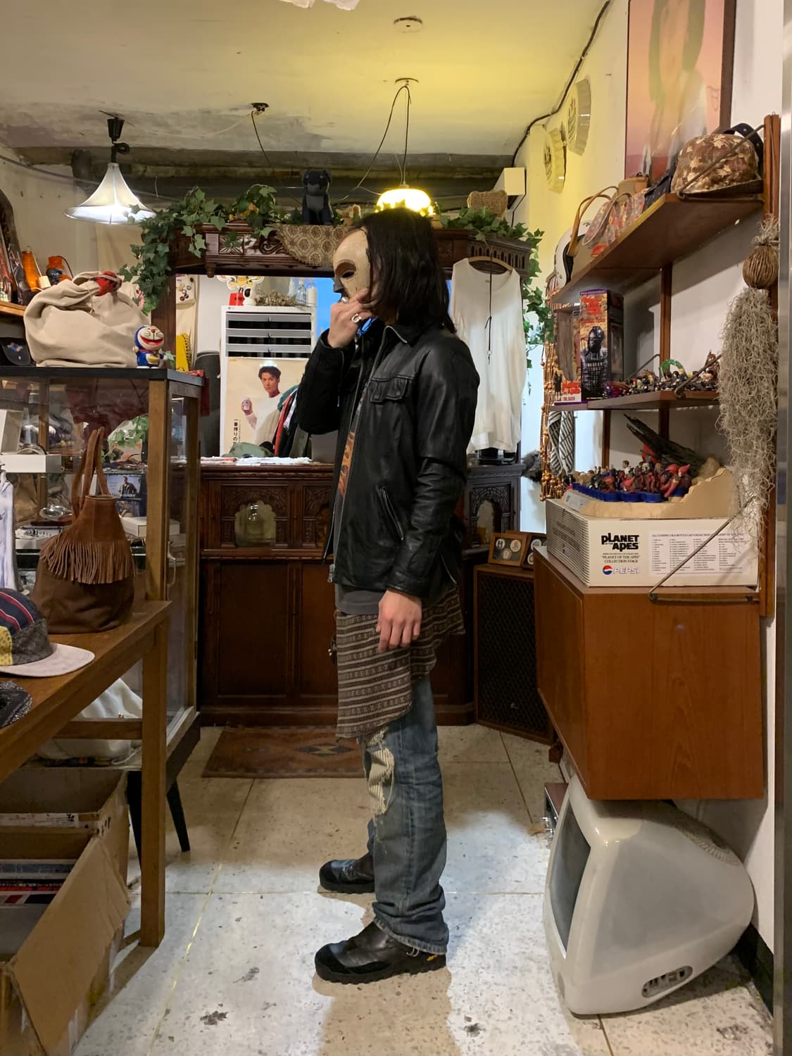 네이버후드 카우 레더 본 패치 자켓 상품이미지2