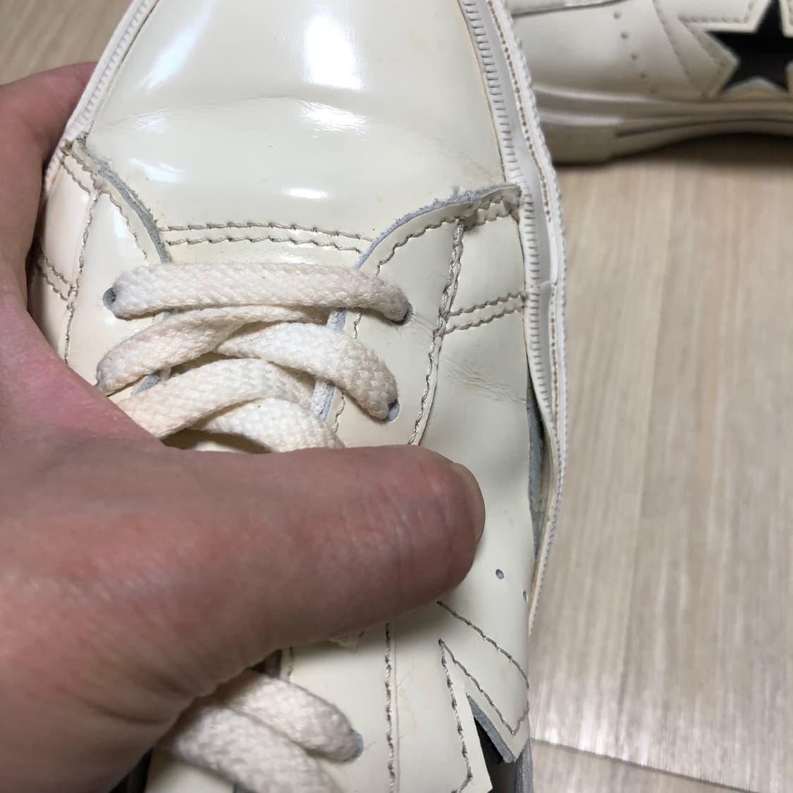 (270) 컨버스 CONVERSE 원스타 레더 한별 아이보리 에그렛270 상품이미지4