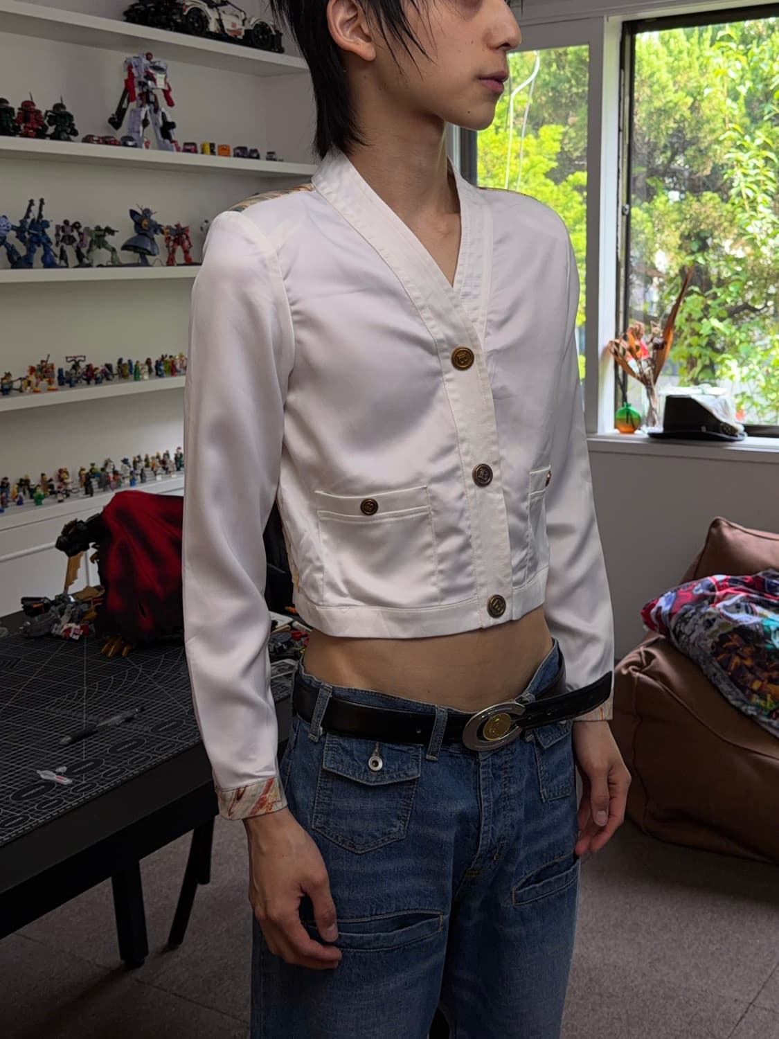 마블 프린트 크롭 자켓 상품이미지6