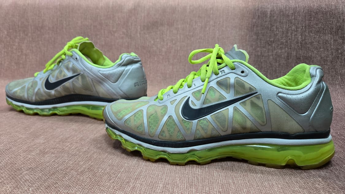 나이키275mm-  에어 맥스 멘스 45 메탈릭 실버 네온 볼트 그린 상품이미지3