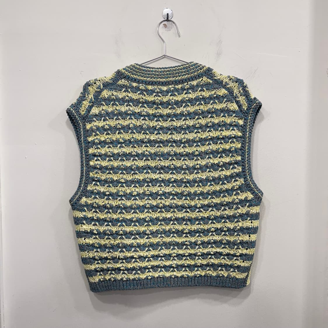 타임 아트 패턴 투톤 브이넥 니트 베스트 상품이미지5