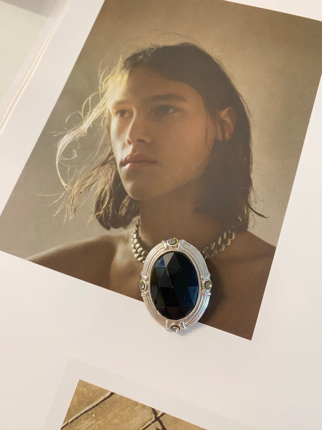 빈티지 오벌 블랙 스톤 브로치  상품이미지2