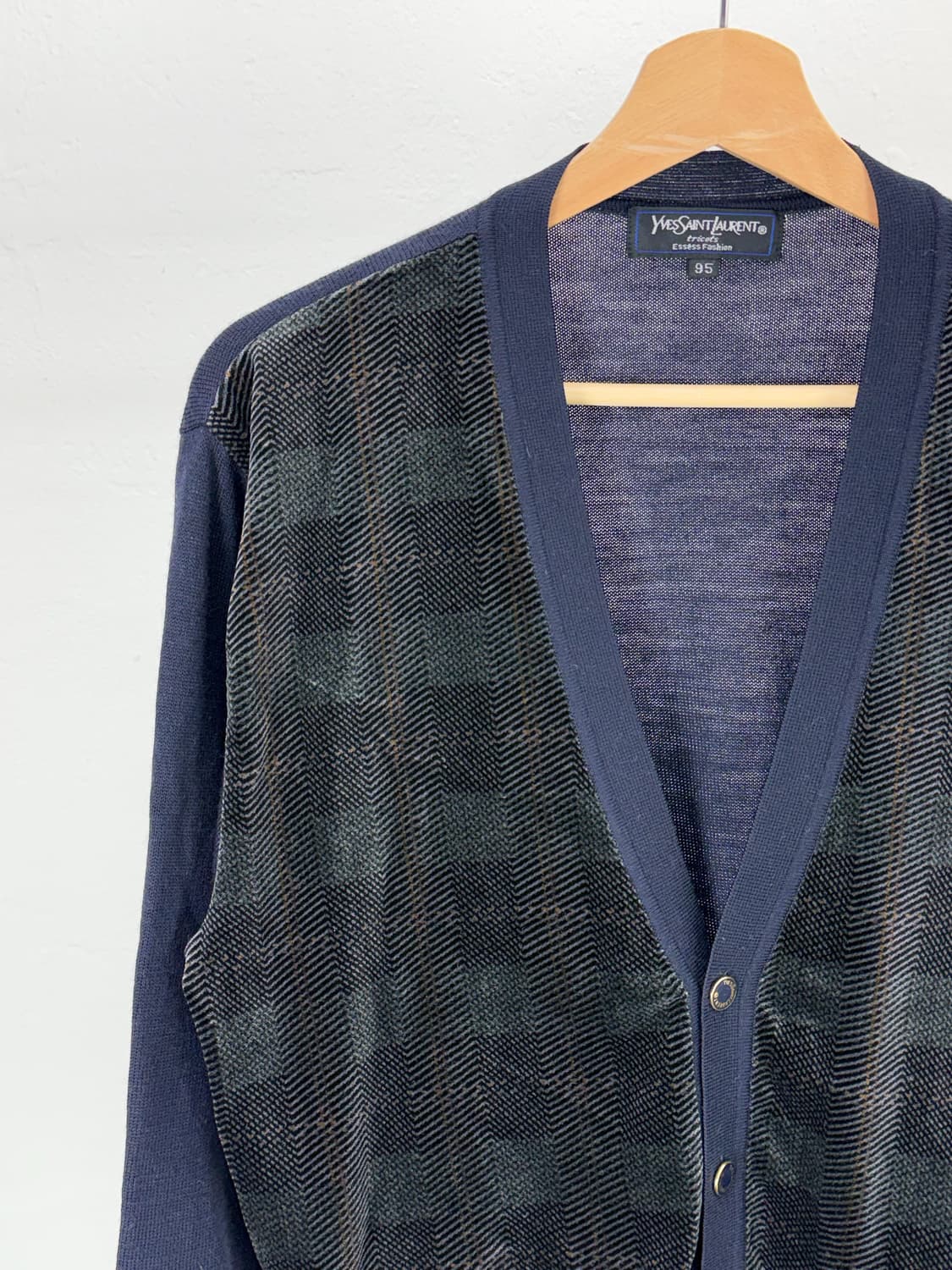 이브 생로랑 뿌르옴므 90s 네이비 벨벳 더블 포켓 니팅 가디건 상품이미지2