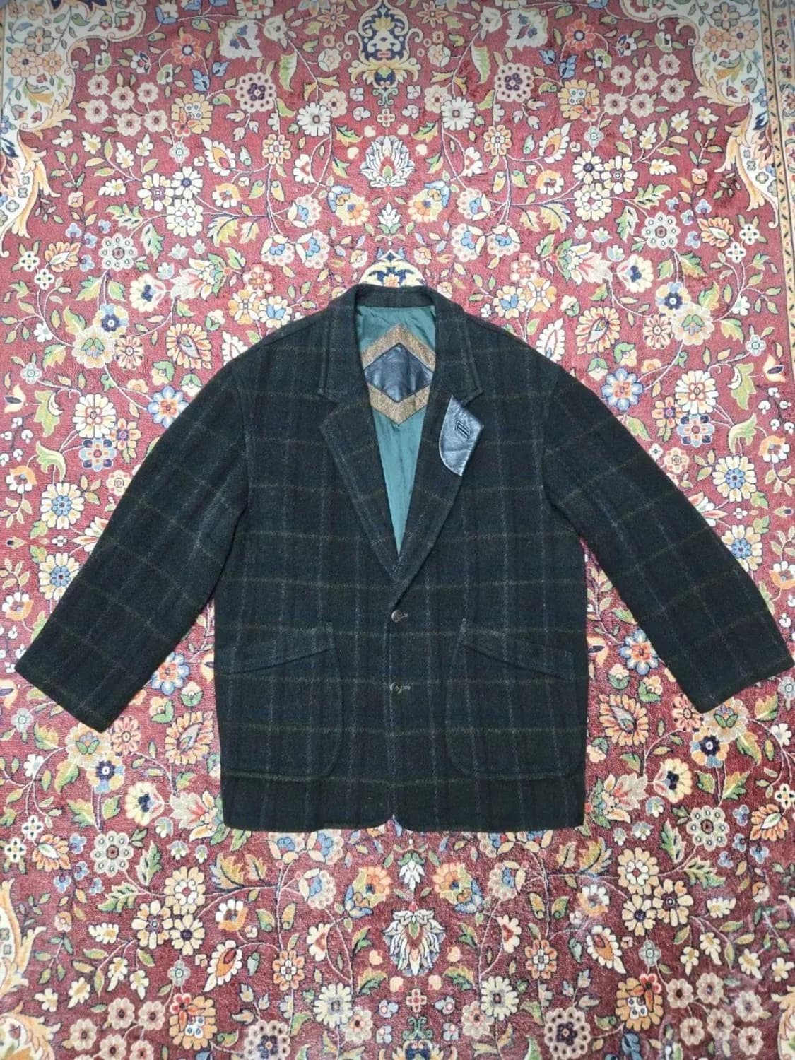 90s 랑방(LANVIN) 체크  울 자켓 105~110 상품이미지1