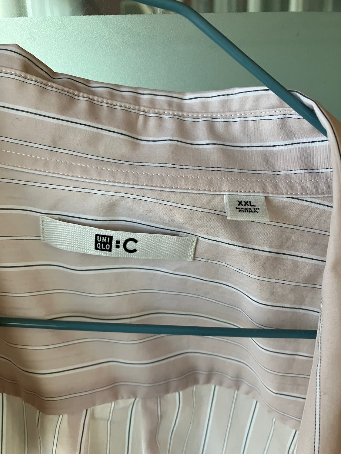 유니클로 C 브로드클로스오버사이즈셔츠 XXL 핑크 스트라이프 상품이미지7