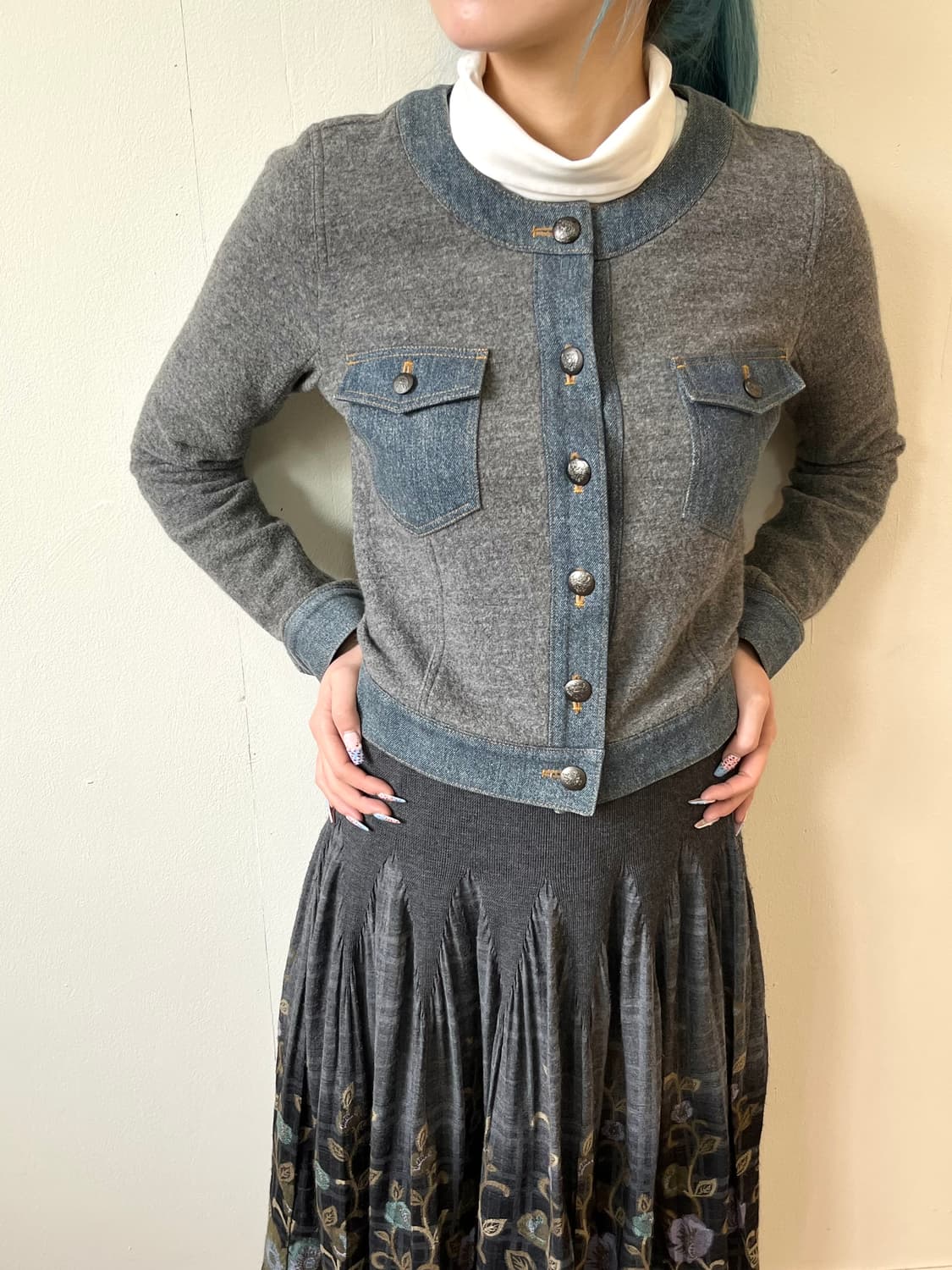 Lequipe Yoshie Inaba 울 데님 트위드 자켓  상품이미지4