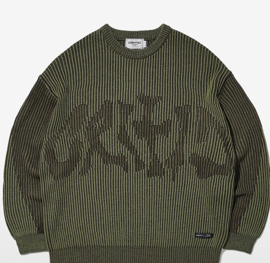 [XL] 크리틱 로고 니트 카키 상품이미지1