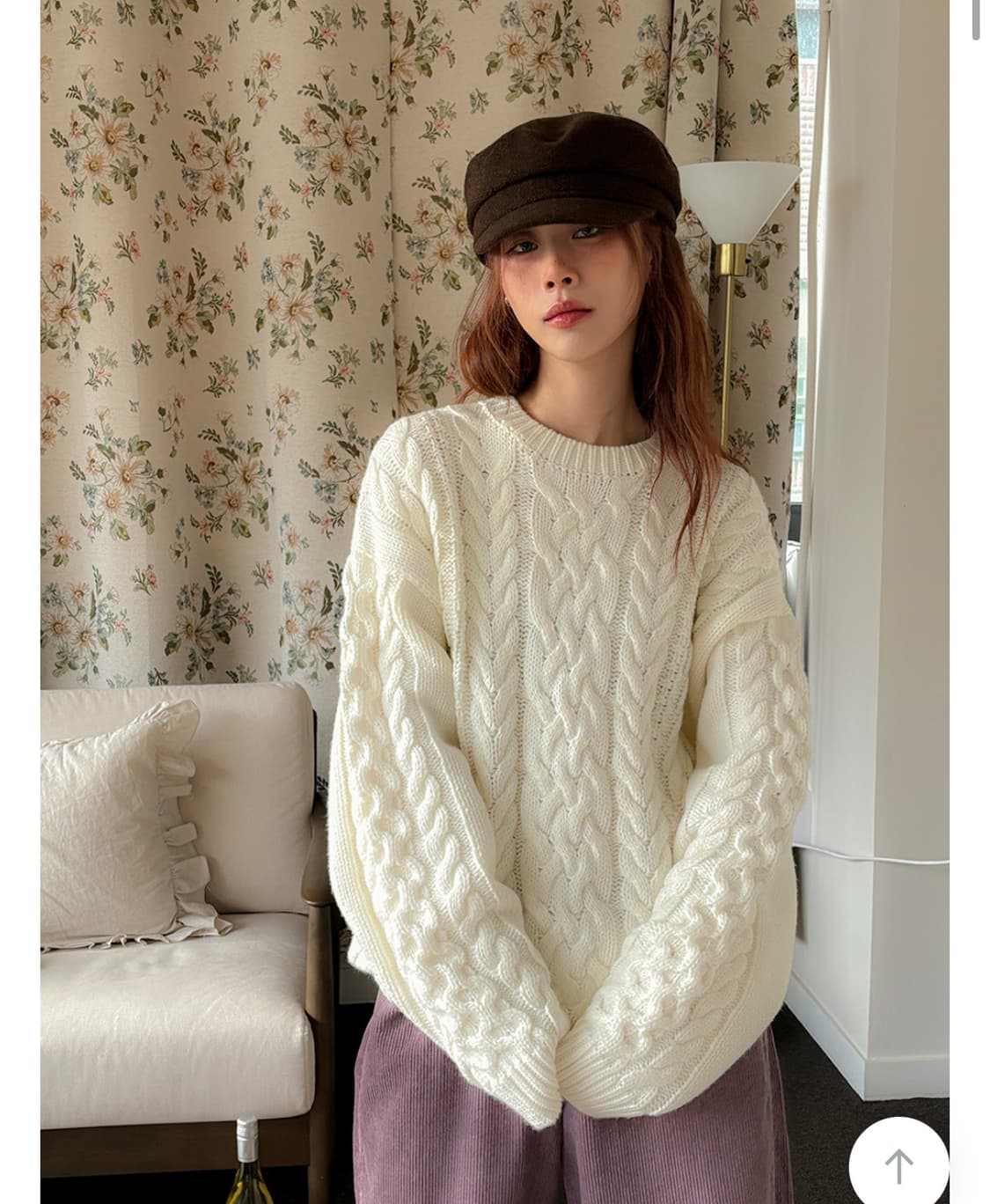 지그재그 에이블리 데일리쥬 자체제작 레닉스 오버핏 꽈배기 라운드 니트 상품이미지2