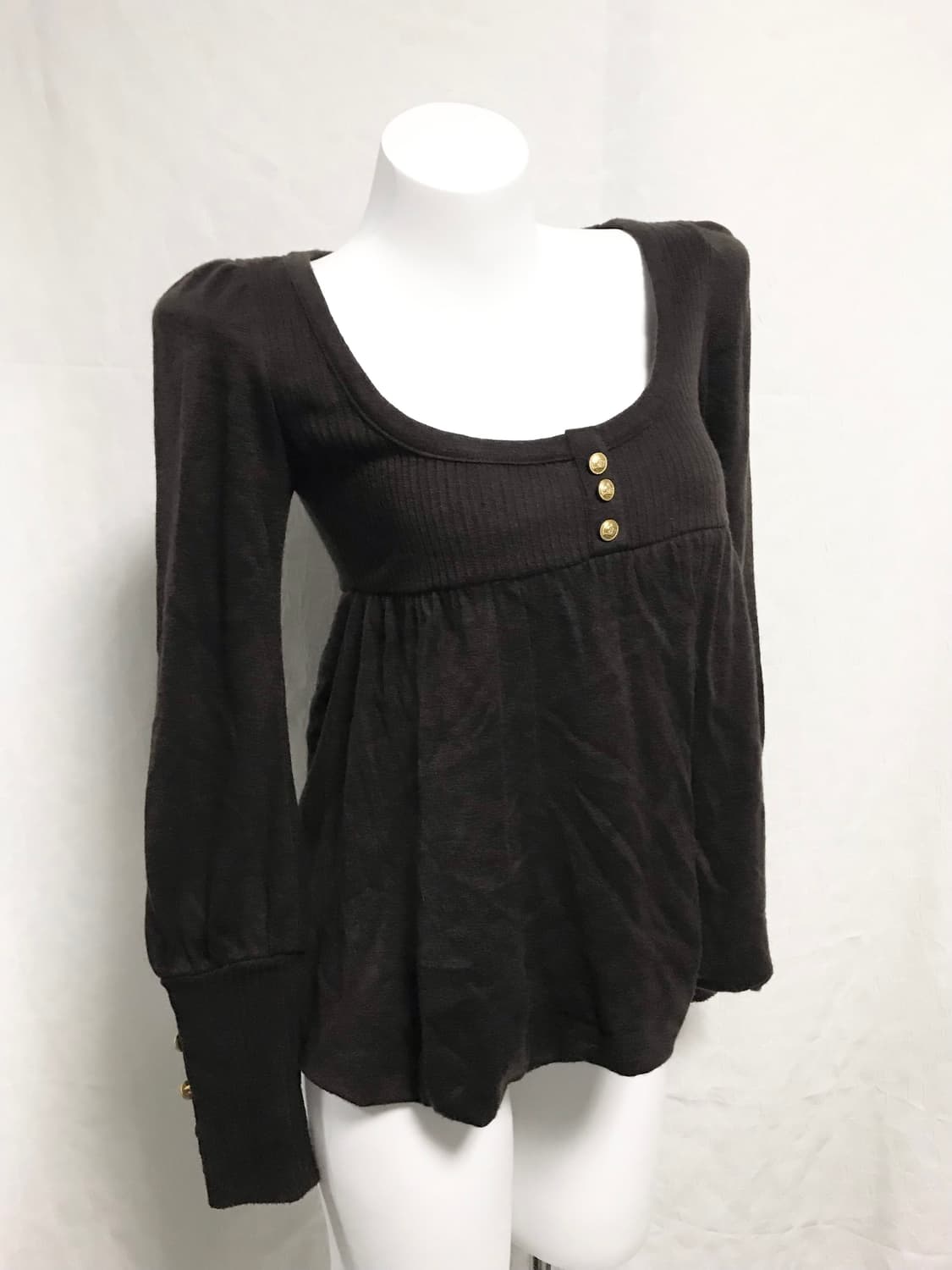 빈티지 라떼갸루 금장 베이비돌 백 트임 니트 탑 상품이미지2