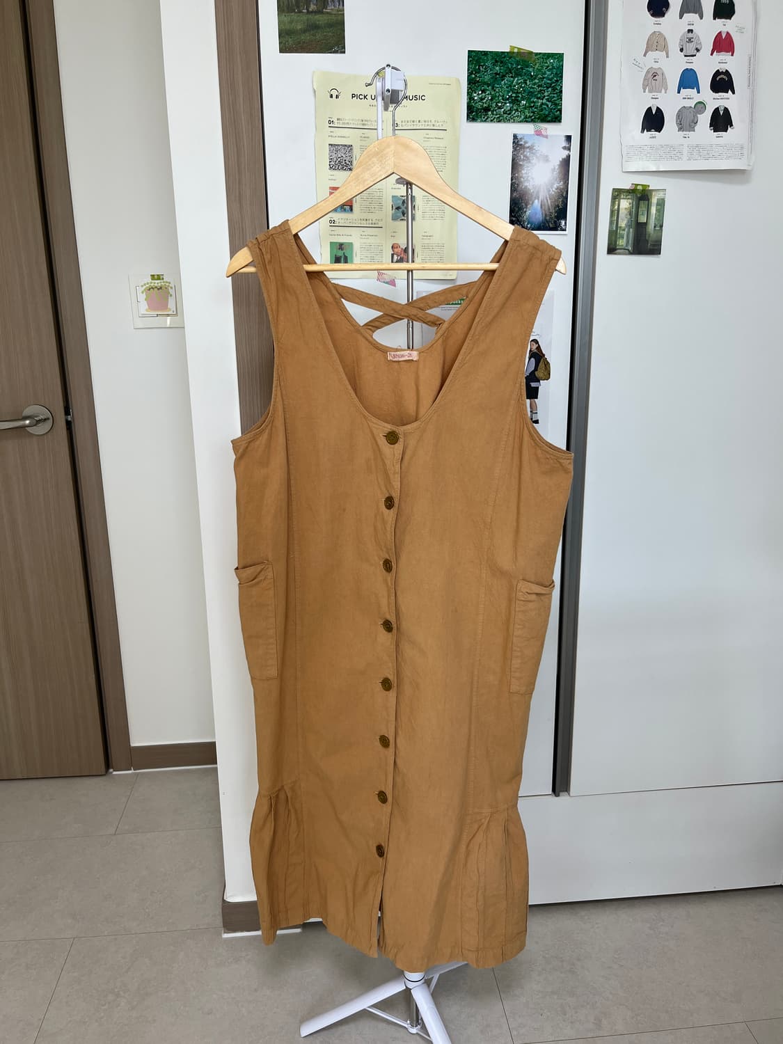 바게뜨 민소매 단추 원피스 상품이미지3