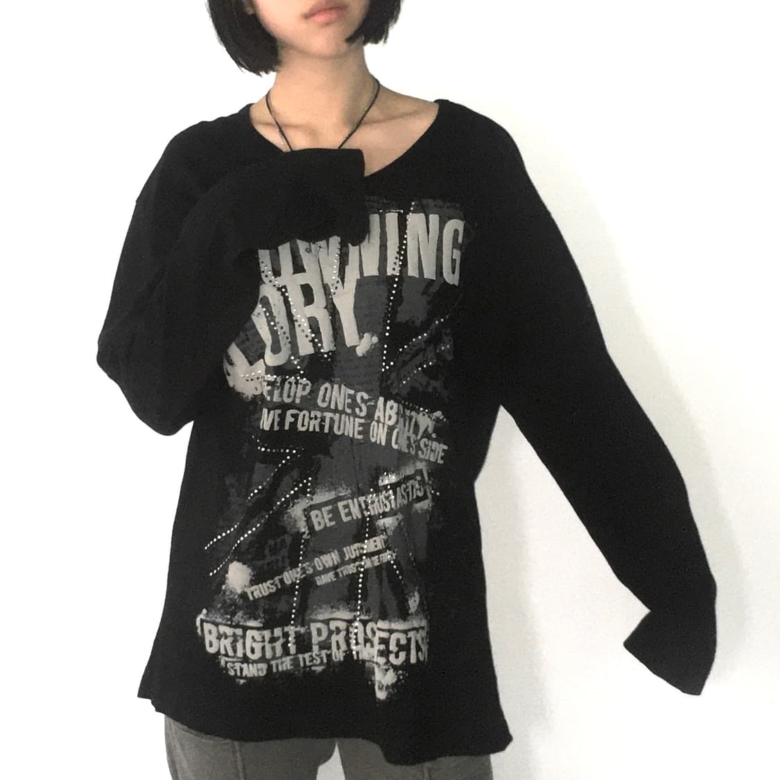 Gang buster 펑크 고딕 긴팔 티셔츠 상품이미지1