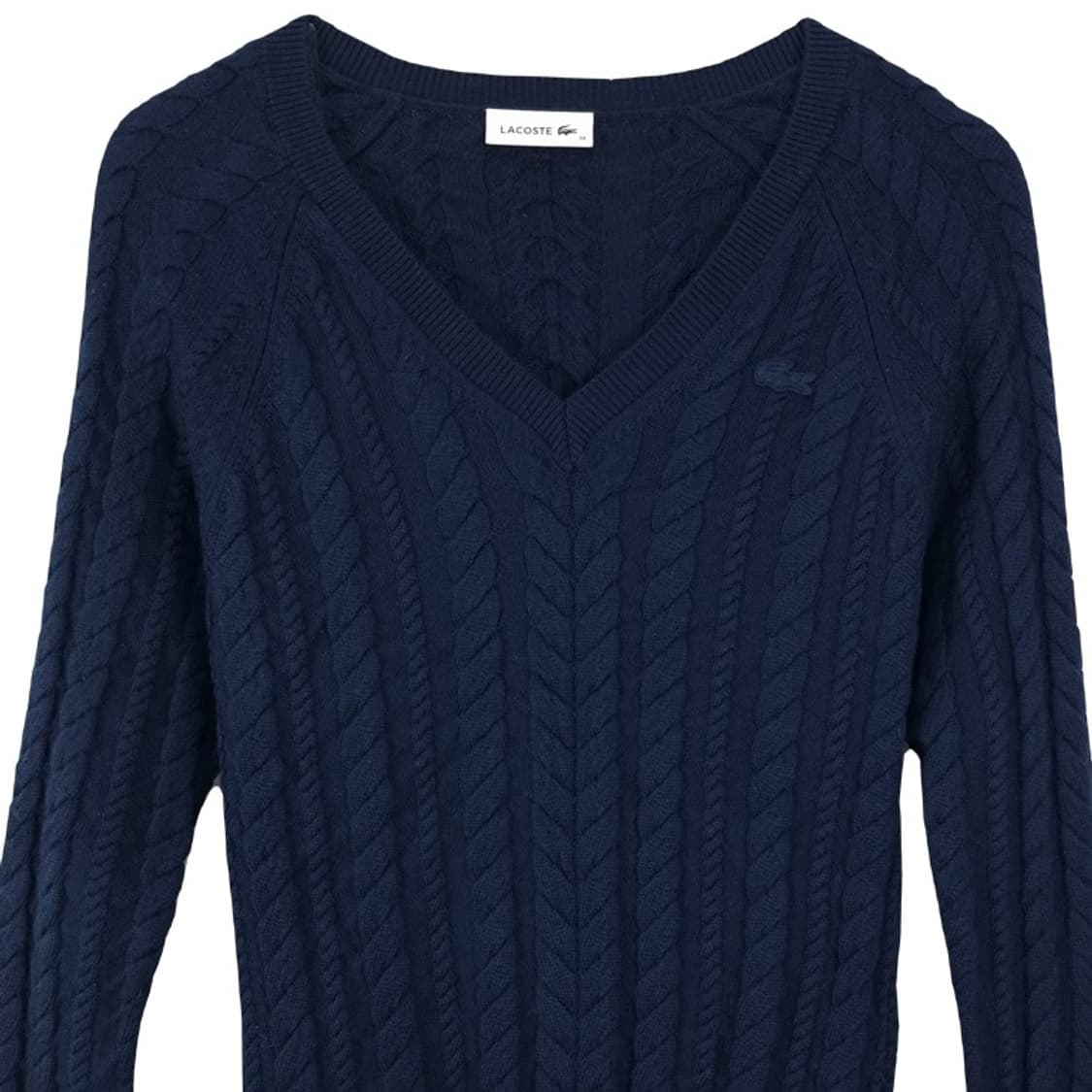 라코스테 로고 패치 브이넥 니트 네이비 M18924  상품이미지4