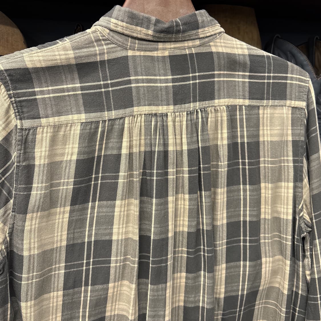 데님 앤 서플라이 올리브 타탄체크 코튼 워크셔츠 백플리츠 N1077 상품이미지5