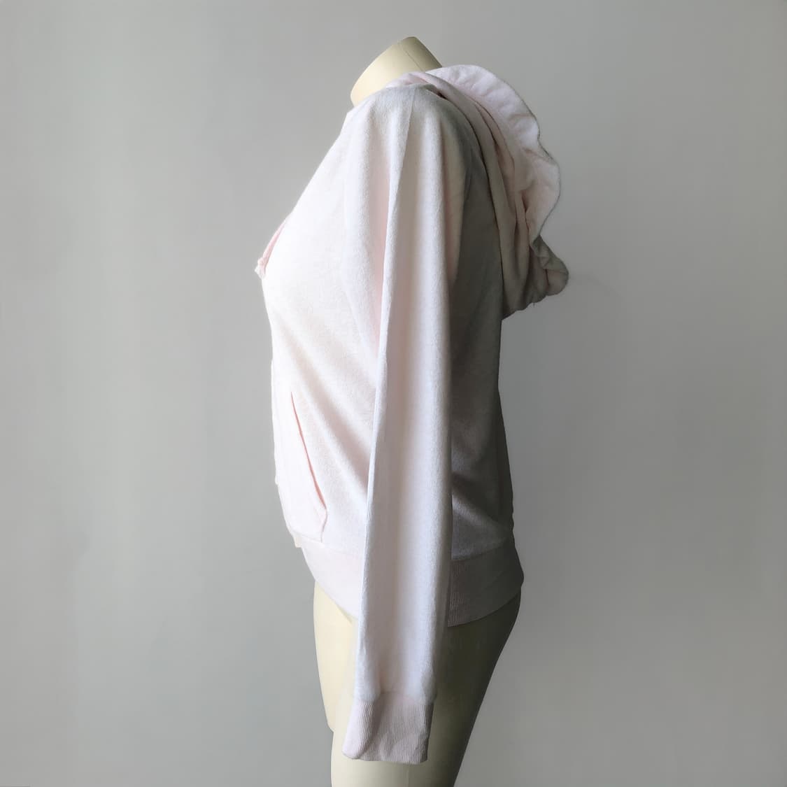 페일 핑크 러플 테리 후드 집업 상품이미지5