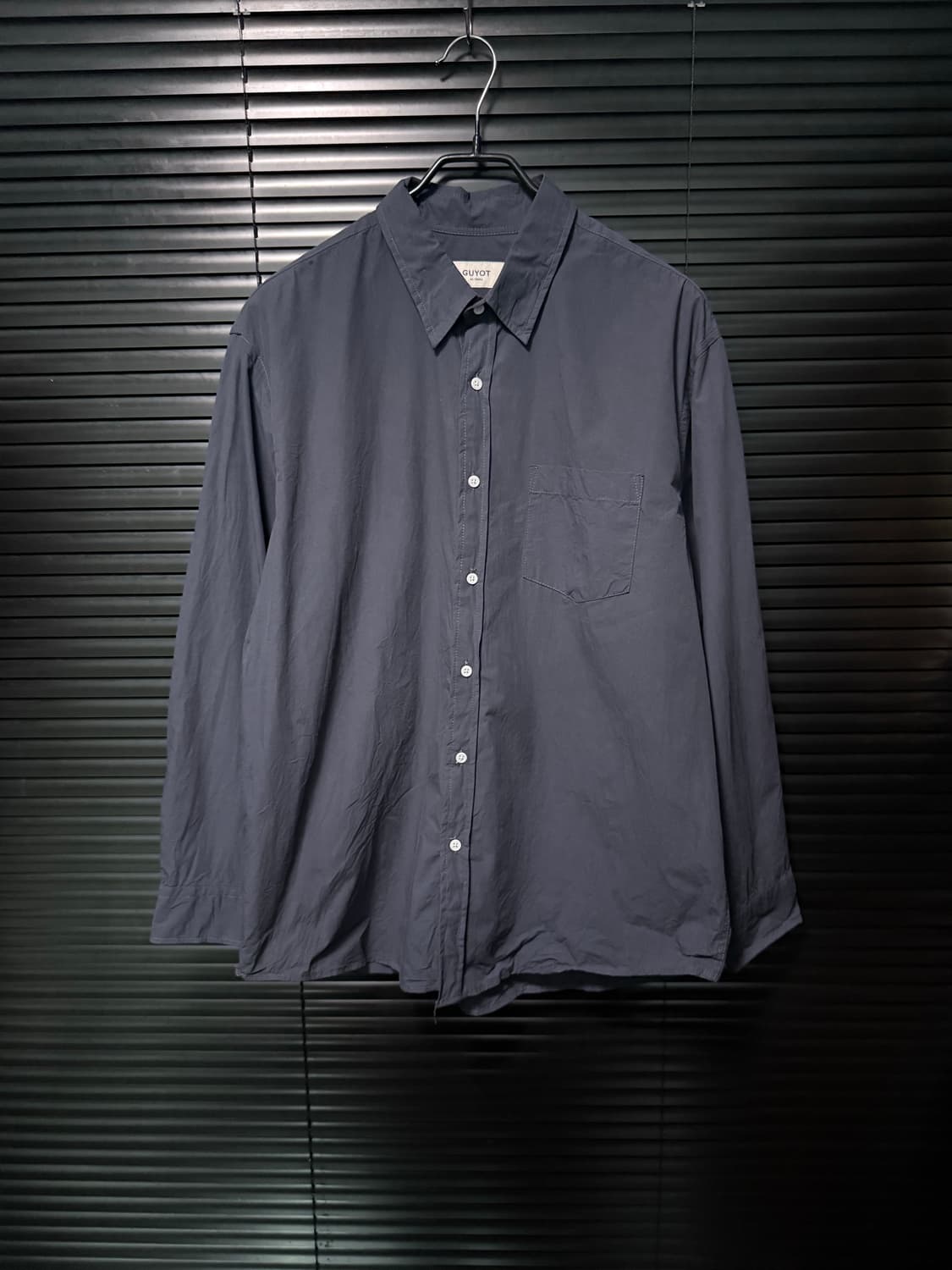 GUYOT 다크 네이비 남색 코튼 면 카라 셔츠 오버핏 남방 피그먼트 S 상품이미지4