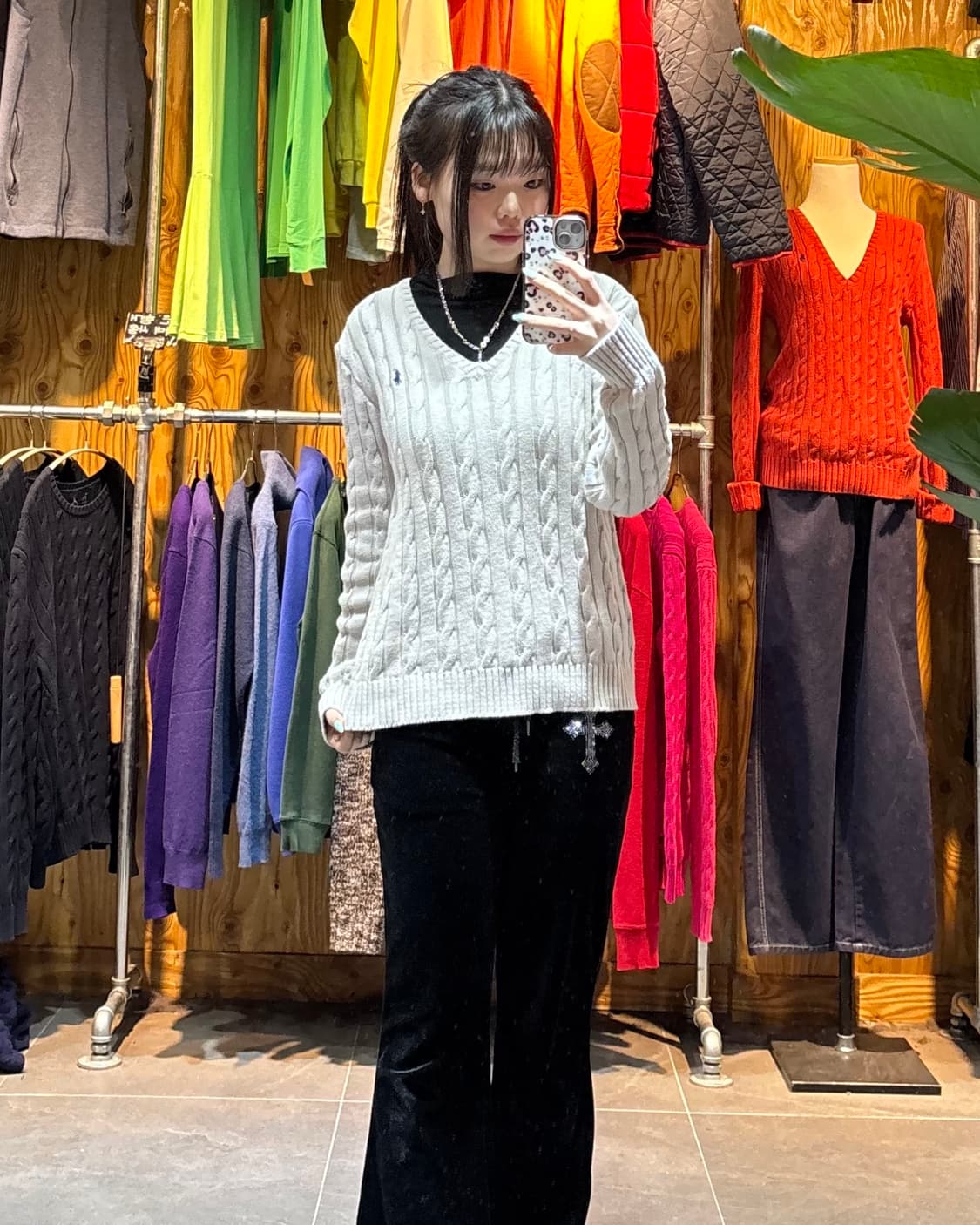 S 폴로랄프로렌 그레이 브이넥 케이블 니트 상품이미지1