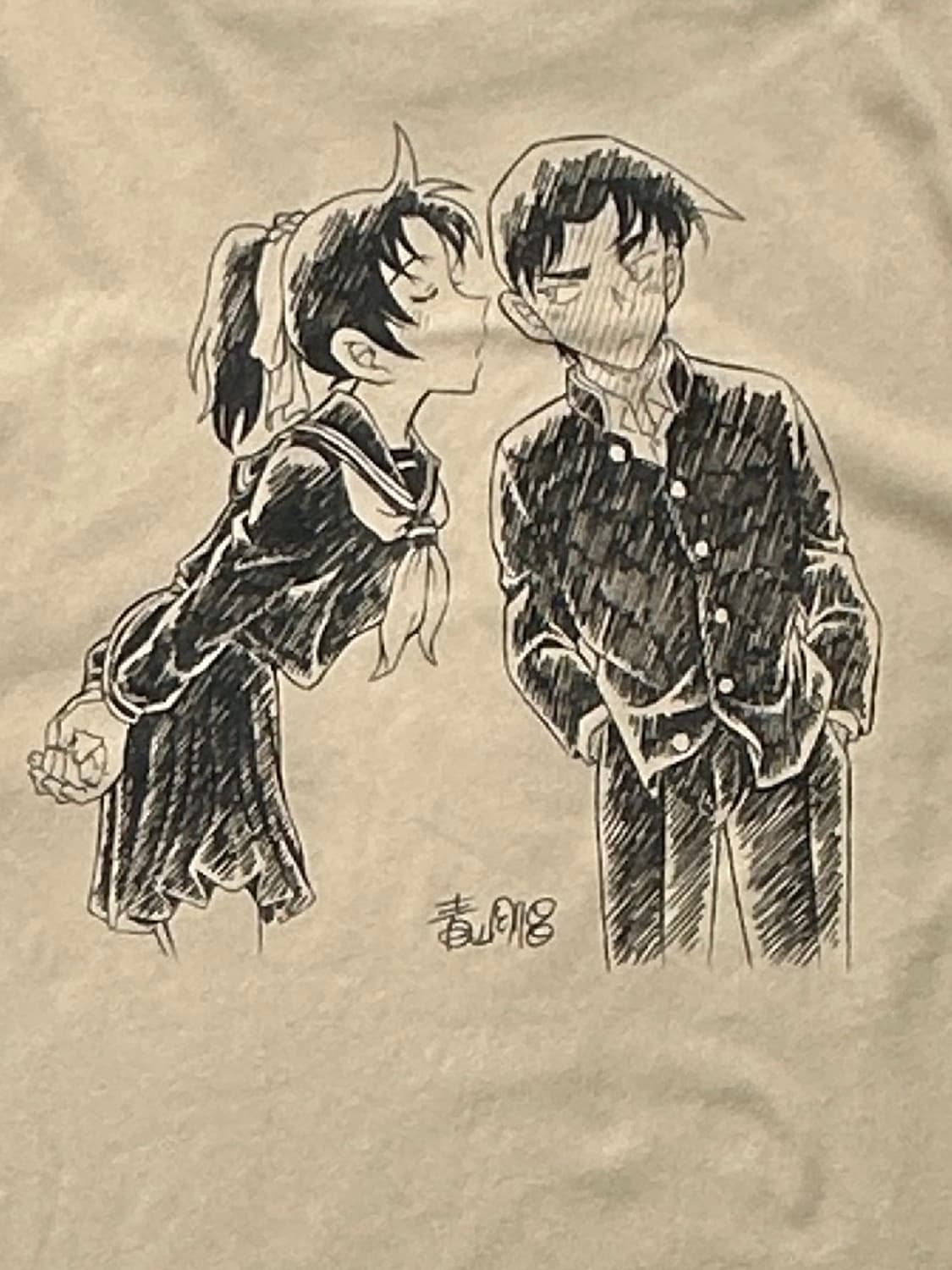 재팬 유니클로 UT 빈티지 명탐정 코난 베이지 라운드 반팔 티셔츠 상품이미지4