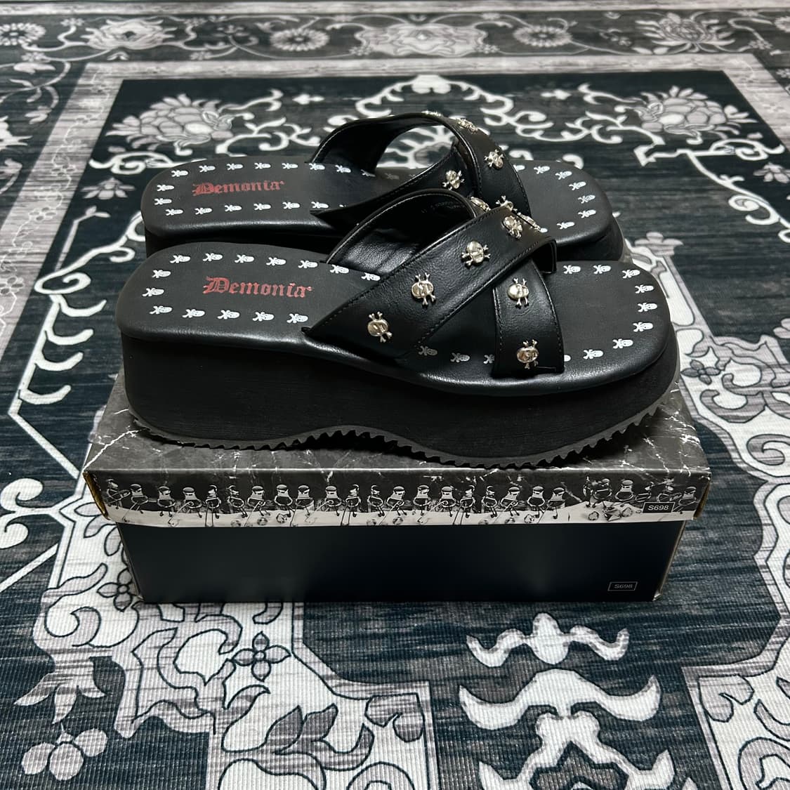데모니악 해골 샌들 굽 슬리퍼 펑크 고스 고딕 상품이미지4