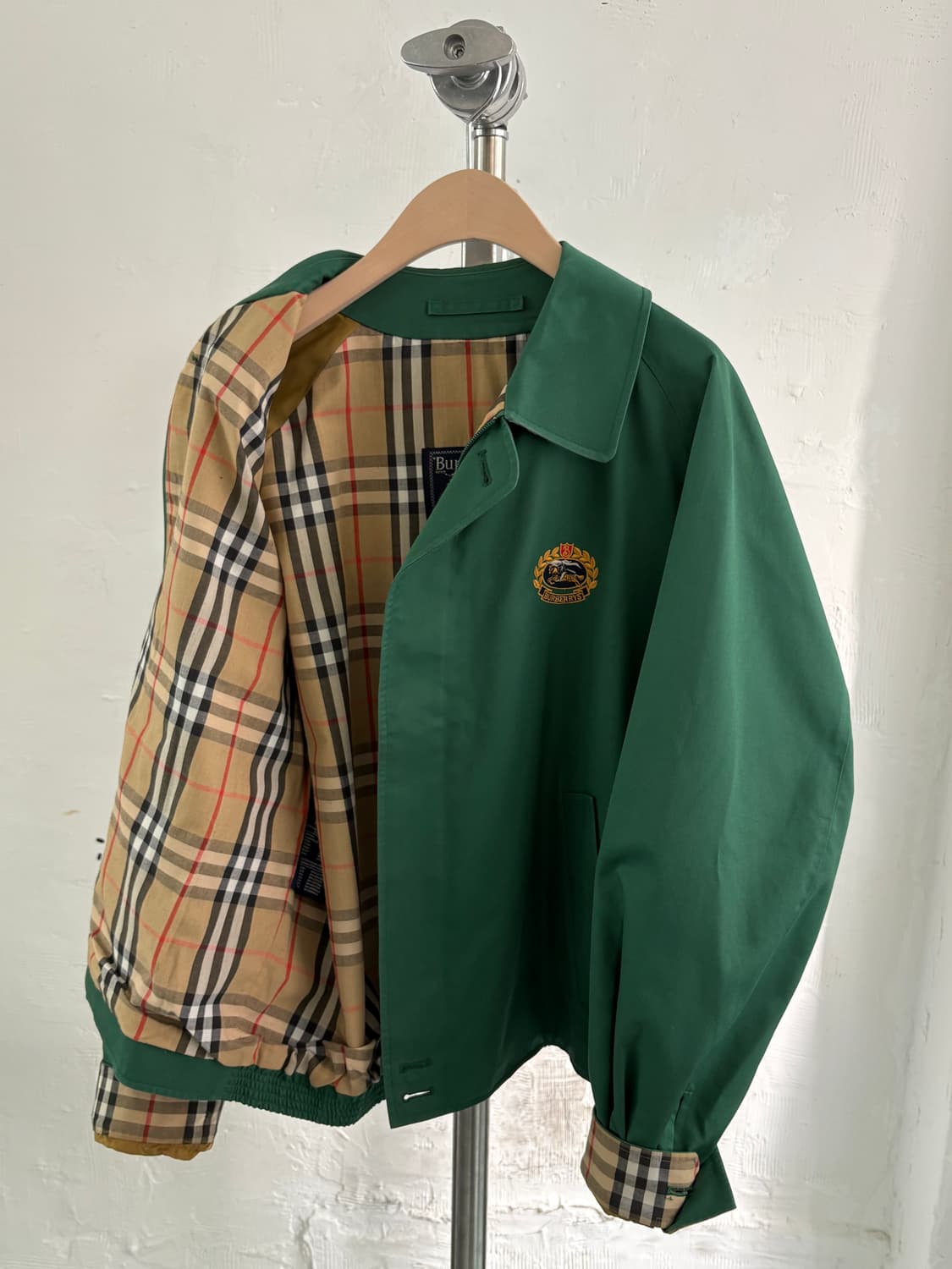 Burberry 버버리 크레스트 로고 노바체크 그린 컬러 코튼 헤링턴 자 상품이미지2