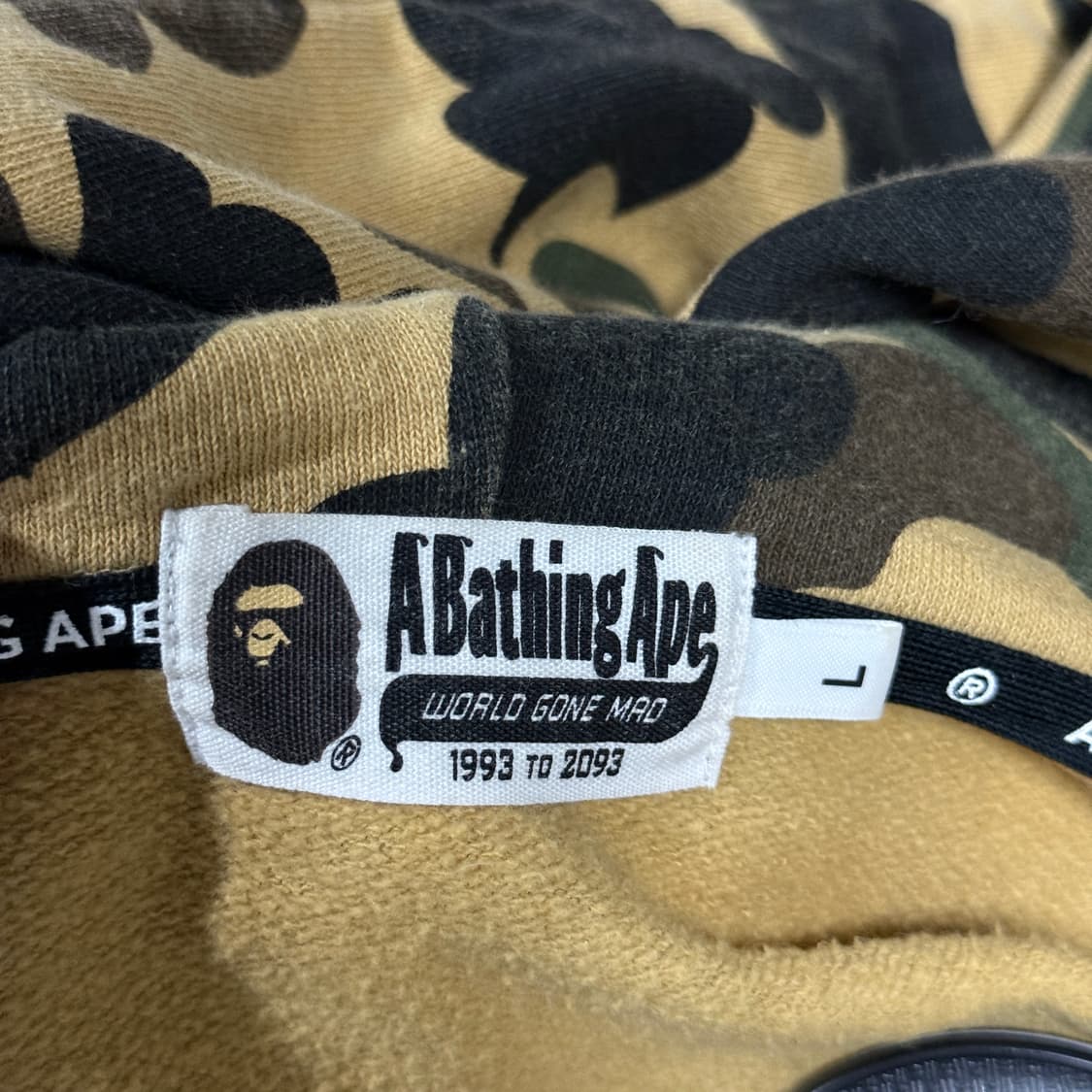 정품 베이프 1st 옐로우 카모 황계 풀 집업 후디 상품이미지5