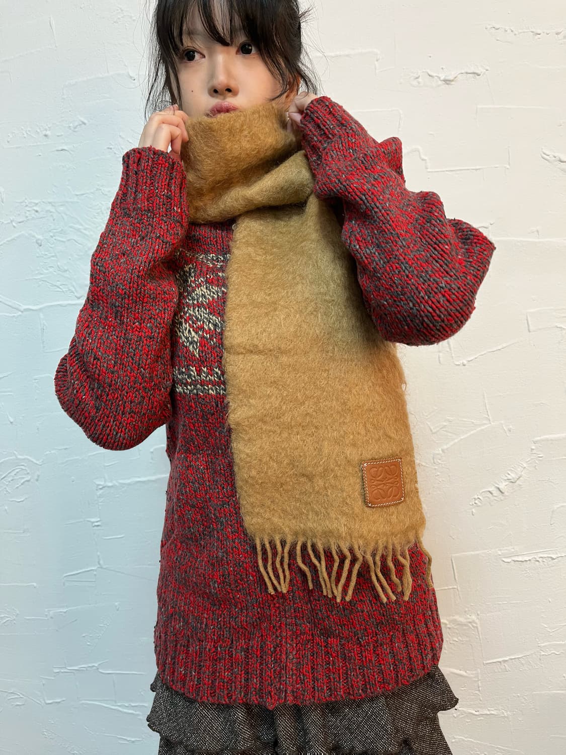 로에베 모헤어 카멜 머플러 상품이미지2