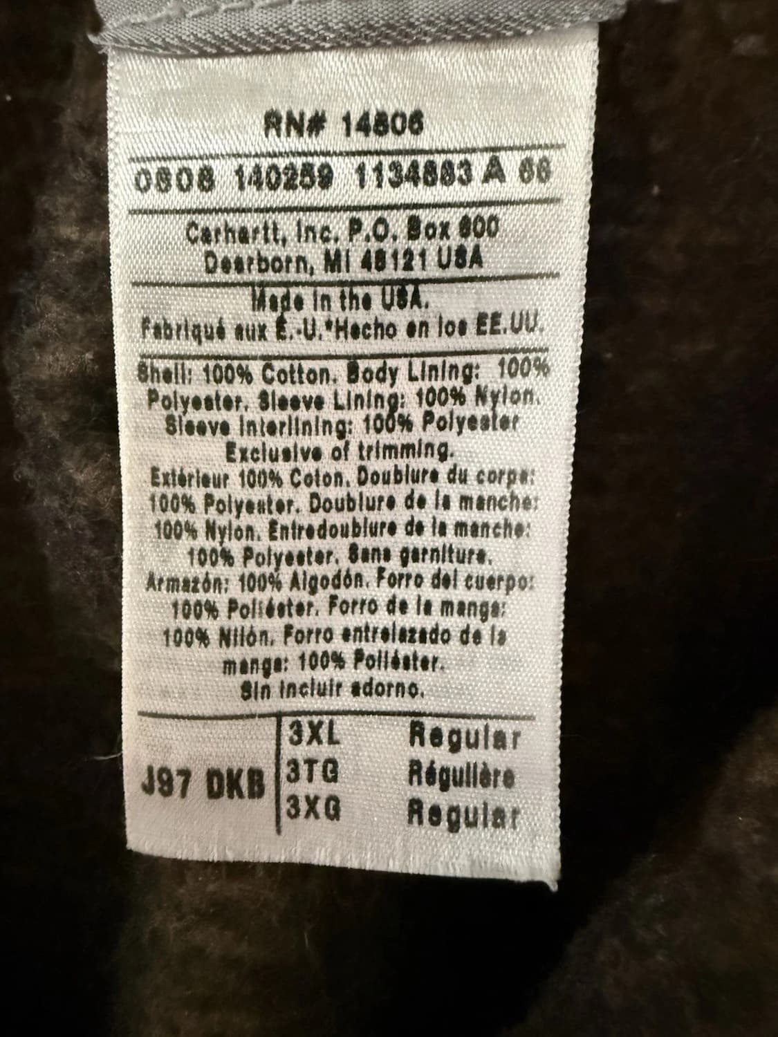 칼하트 J97 디트로이트 마운틴 로럴 커스텀 자켓 다크브라운 상품이미지4