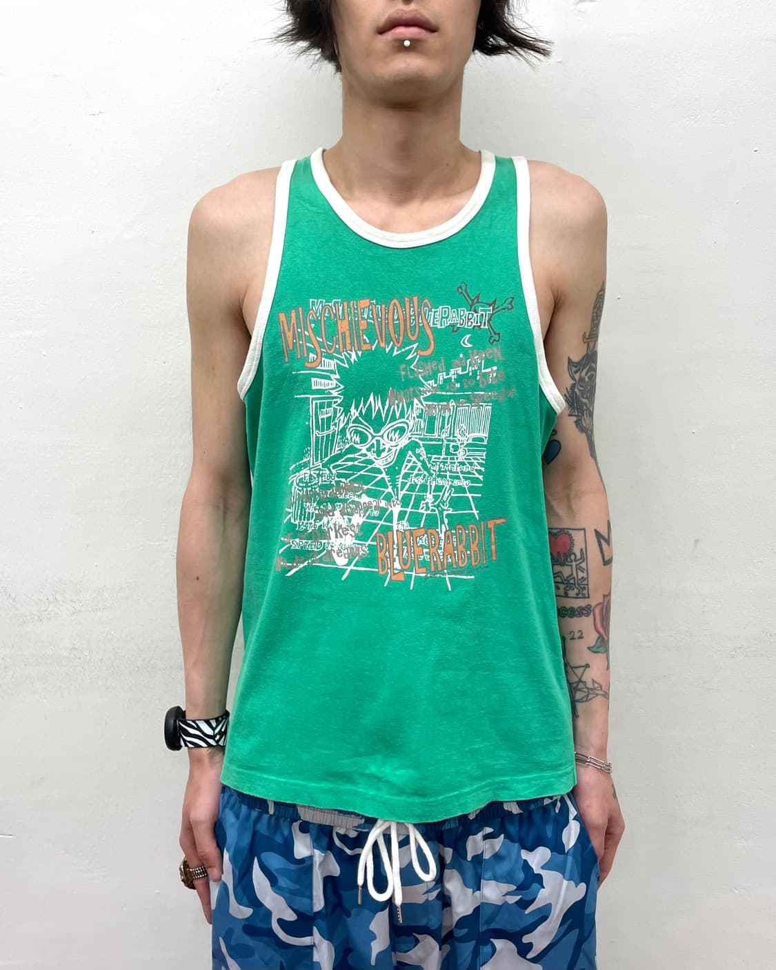 boy skeleton green sleeveless shirt  상품이미지1