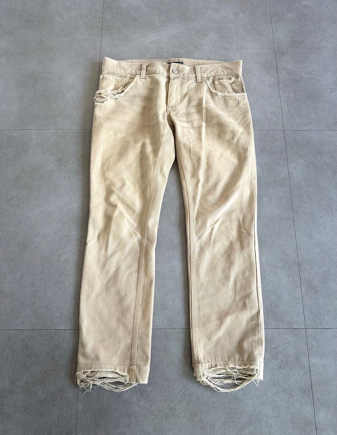 돌체앤가바나 베이지 디스트로이드 새깅진 XL 상품이미지3