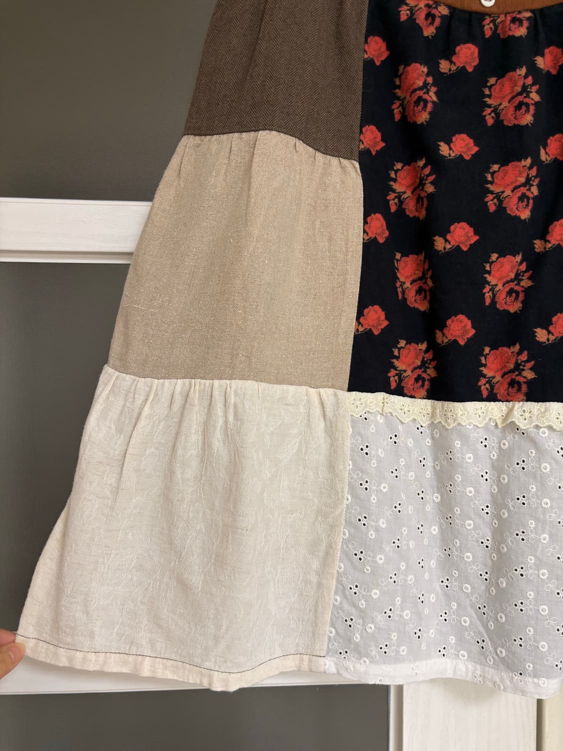 브라운 패치 미디 스커트 상품이미지4