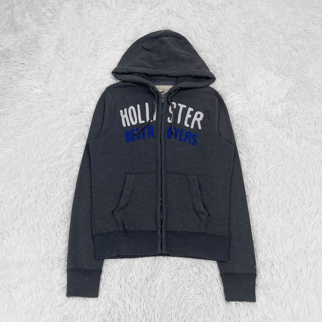 홀리스터 스펠 로고 후드집업 그레이 상품이미지2