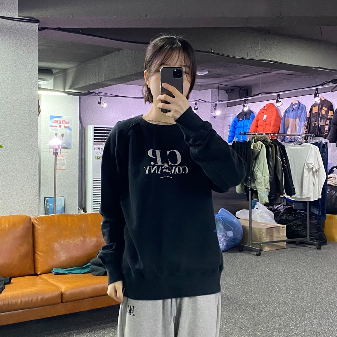 cp 컴퍼니 빅로고 블랙 스웻셔츠 B4321 상품이미지1