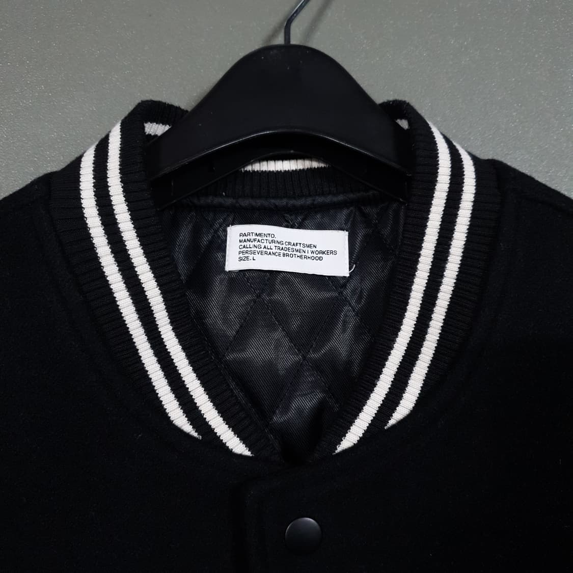 파르티멘토 3M 신슐레이트 멜톤 스타디움 바시티 레더 울 가죽 자켓 블랙 상품이미지5