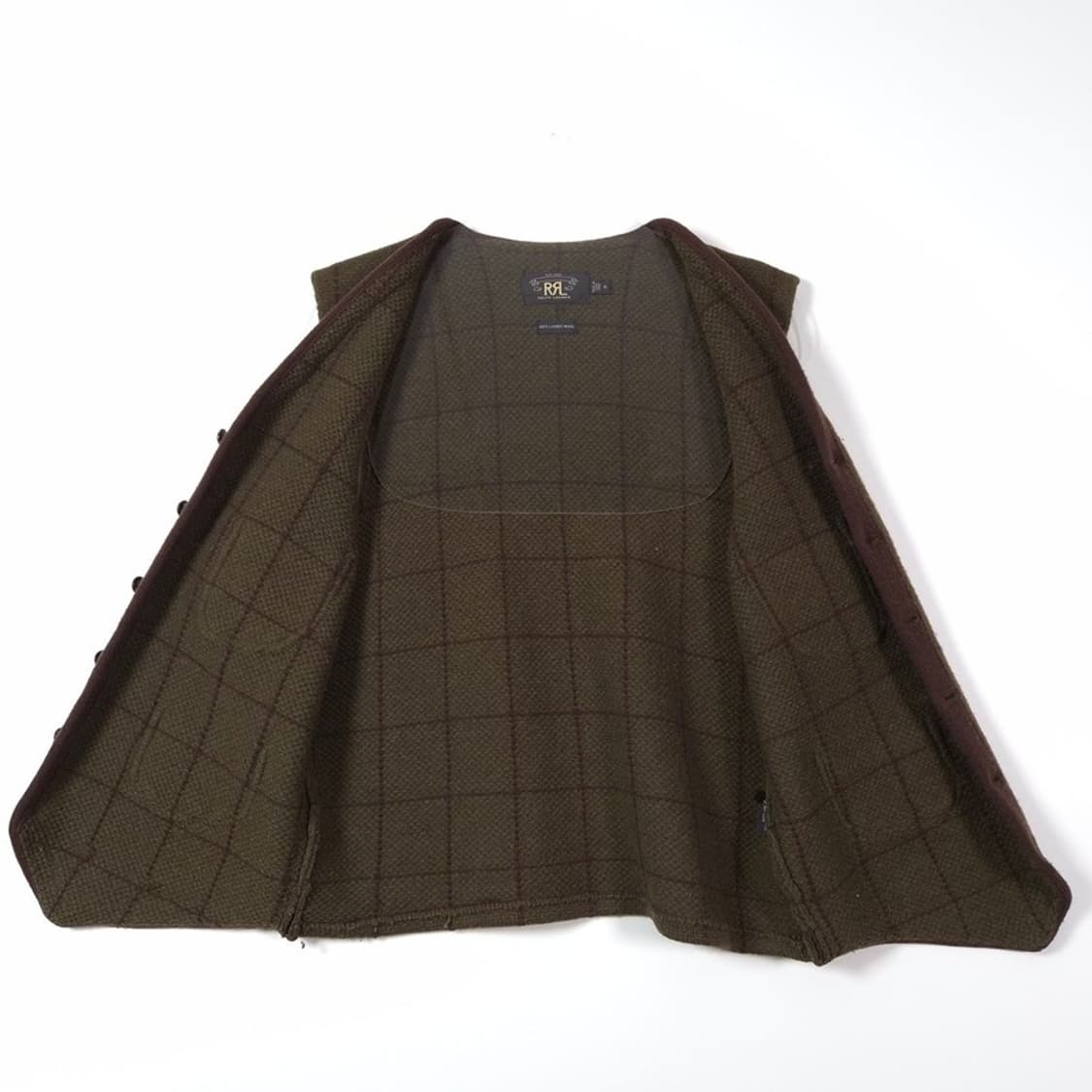 RRL Ralph Lauren 윈도우페인 체크 램스울 니트 베스트 M 상품이미지5