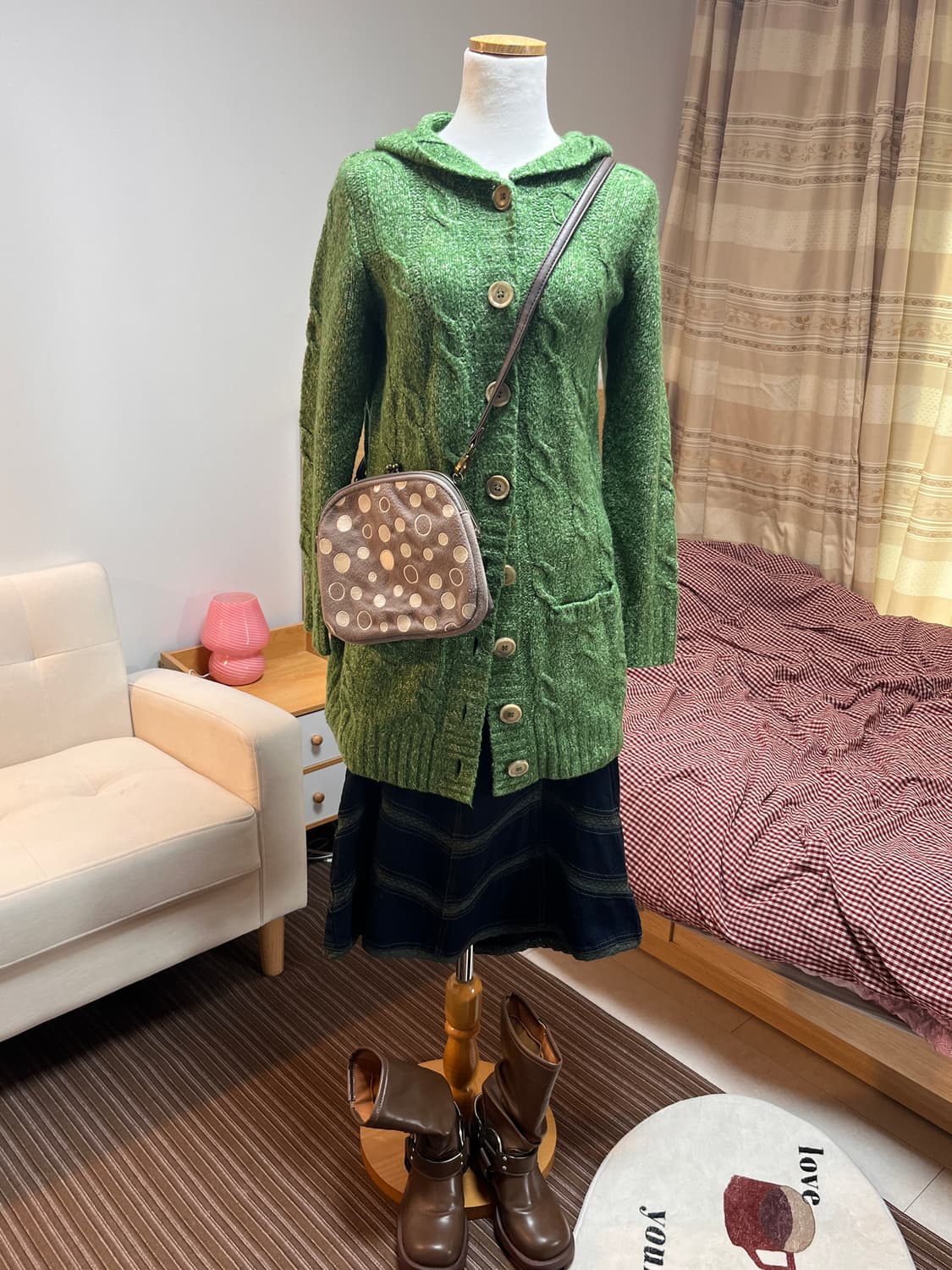 모리걸 가디건 도트 가방 세트 상품이미지3