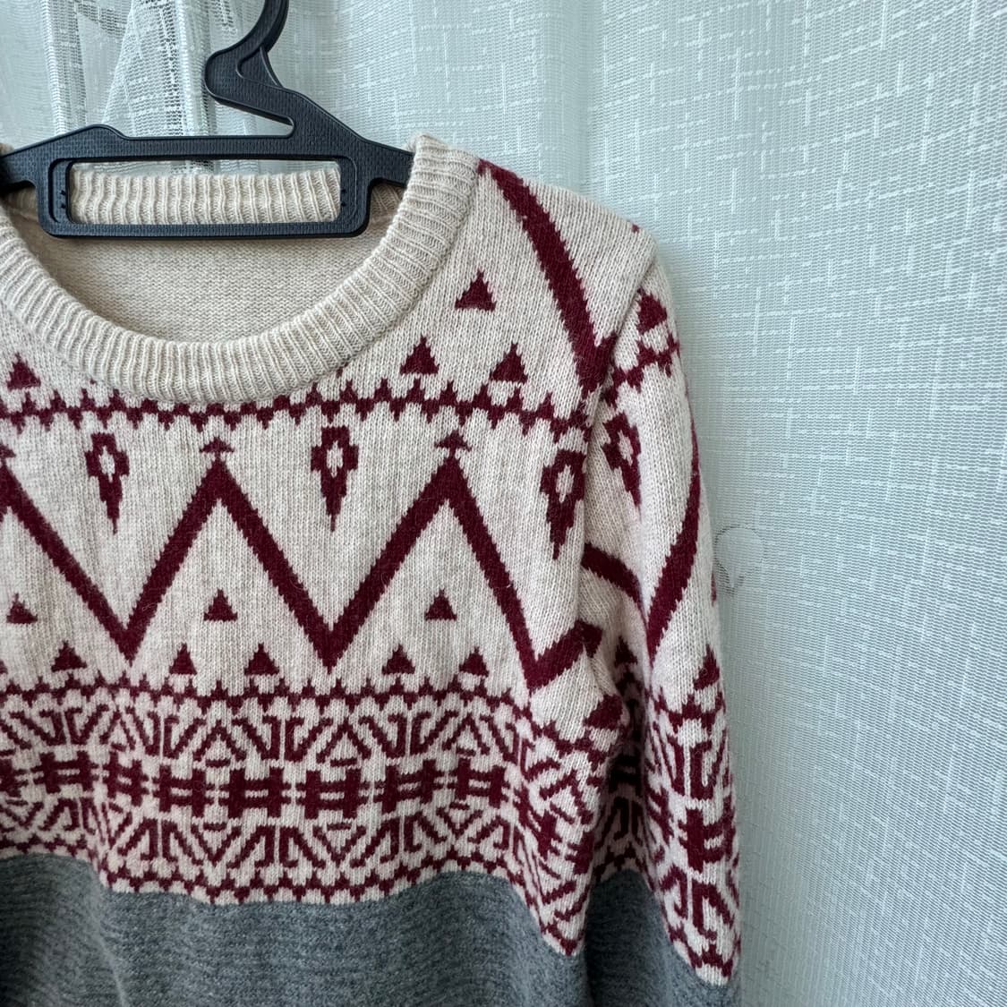 빈티지스타일 아이보리 그레이 배색 롱 니트티셔츠 미니원피스 상품이미지3