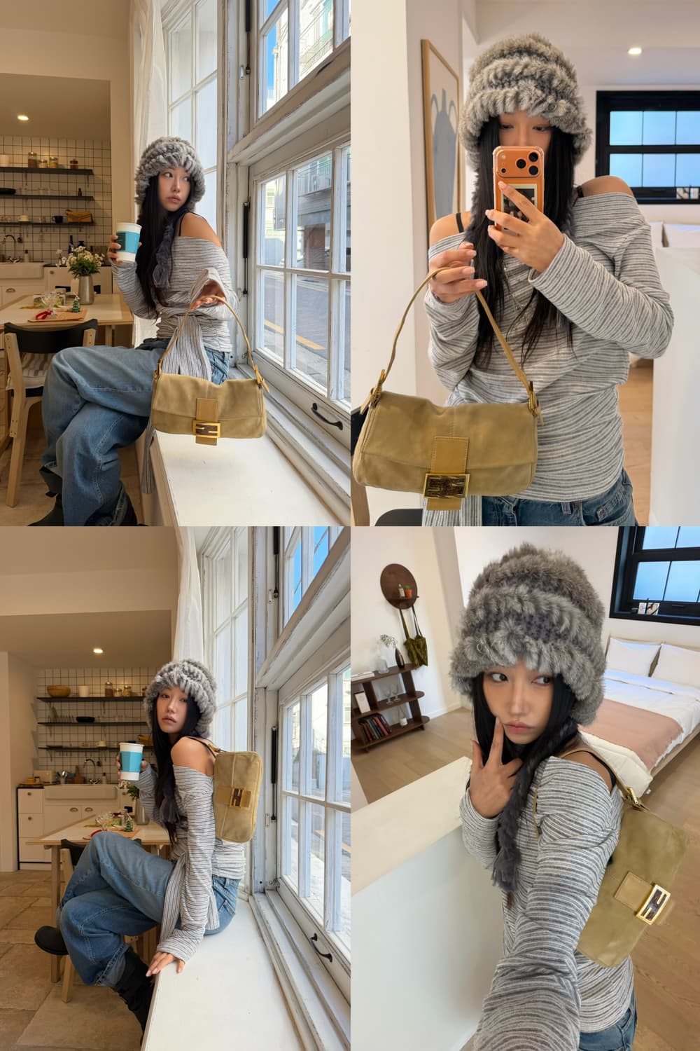 펜디 스웨이드 바게트백 베이지 상품이미지2