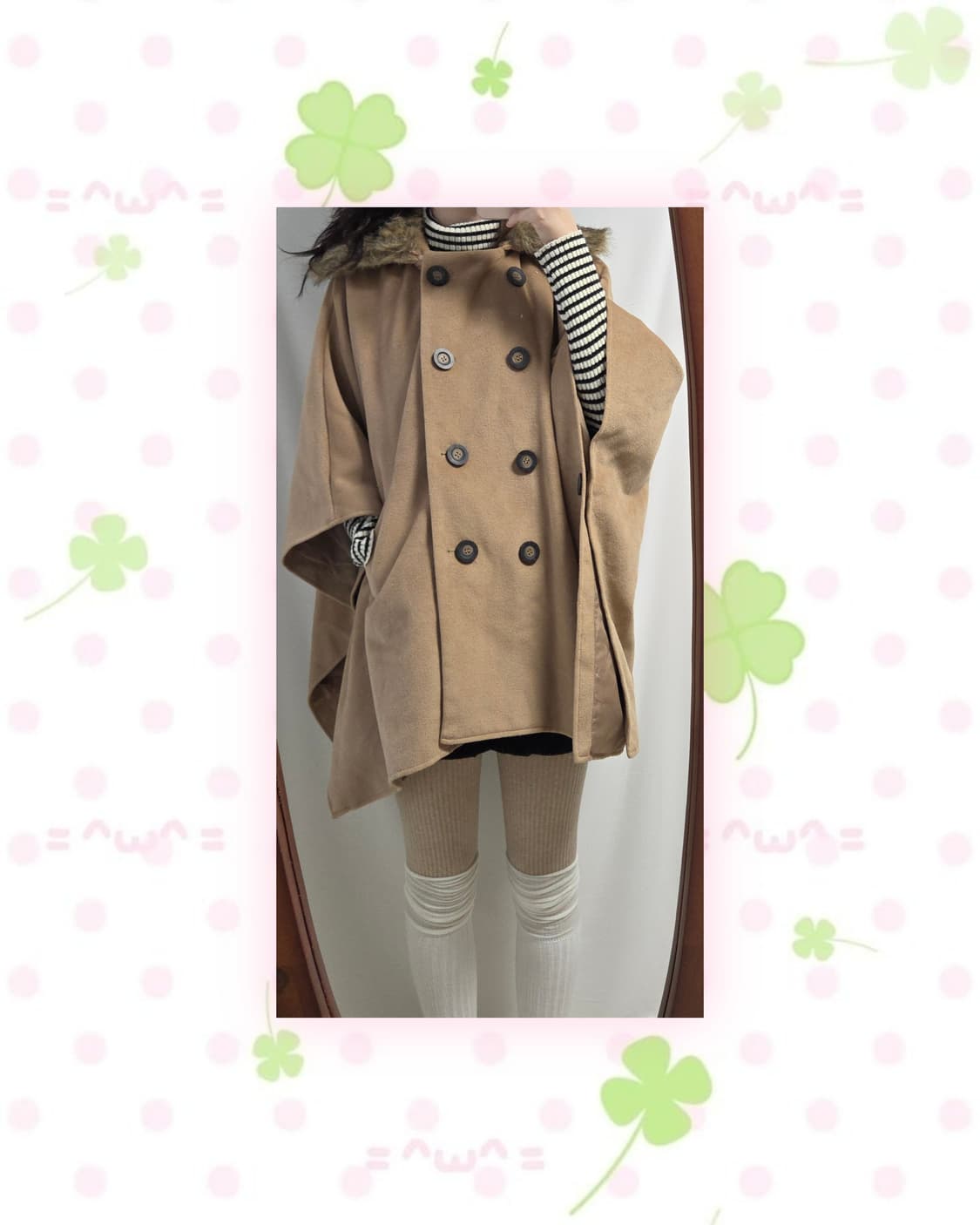 박시 아방 카멜 케이프 코트 상품이미지3