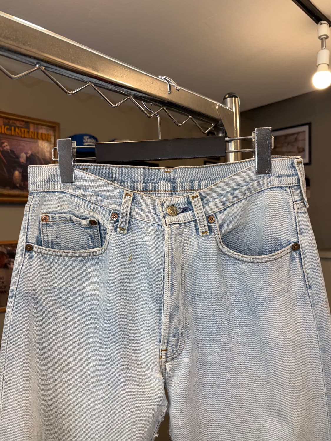80’s Levi’s 501 USA denim hard washed pa 상품이미지4