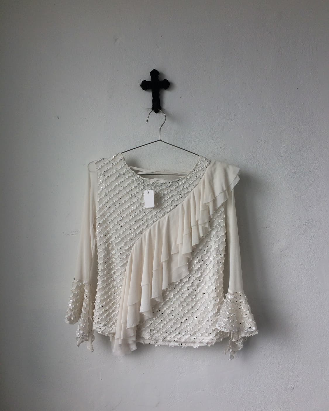 Frill beads point mesh sleeve 상품이미지2