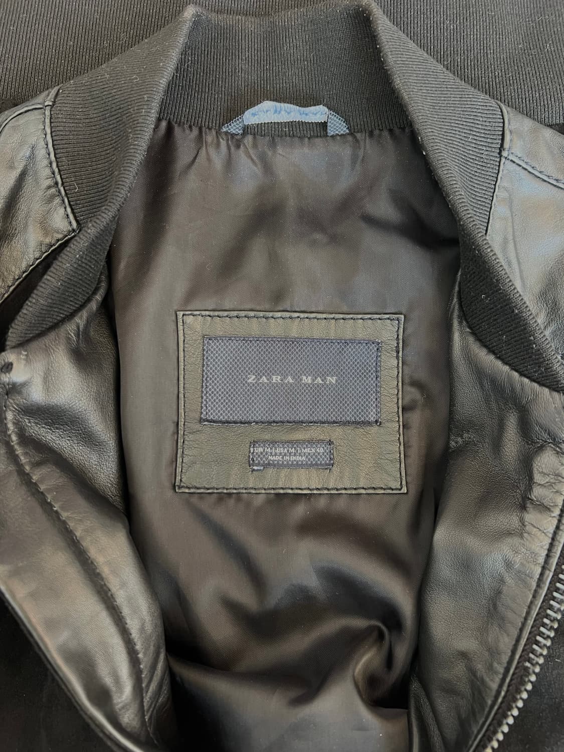 자라 남성 블랙 염소가죽 스웨이드믹스 바시티점퍼  상품이미지3