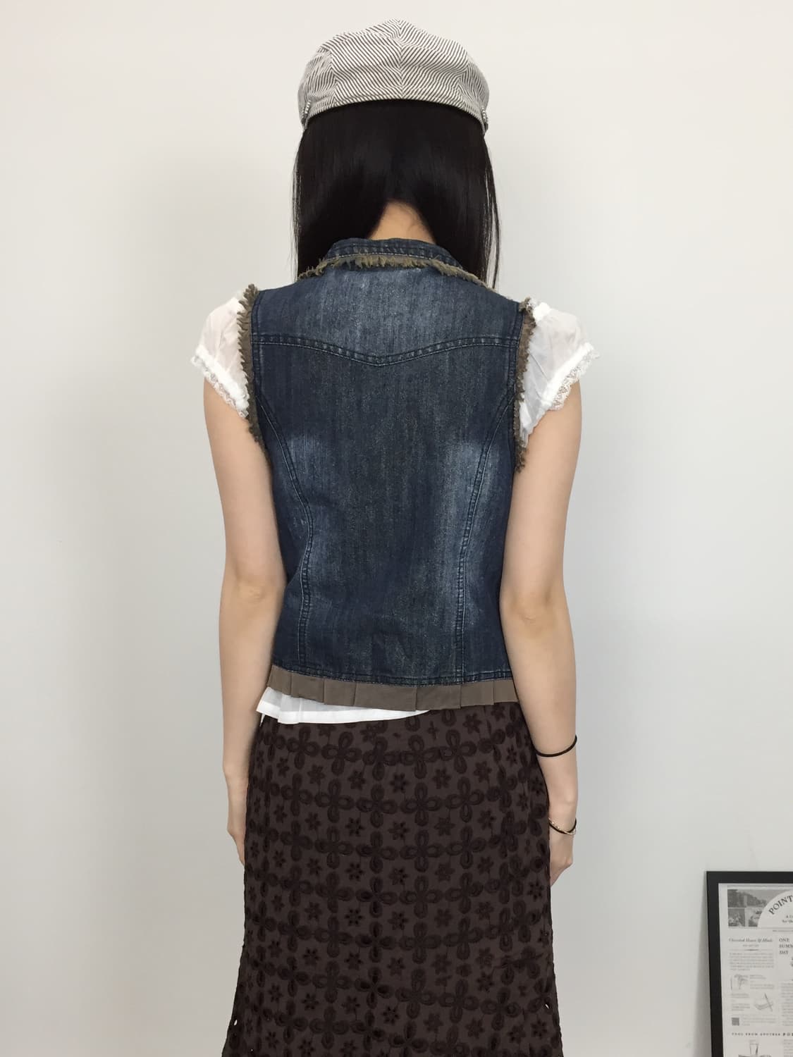'Miss Lip' Denim Fringe Layered Vest 상품이미지3