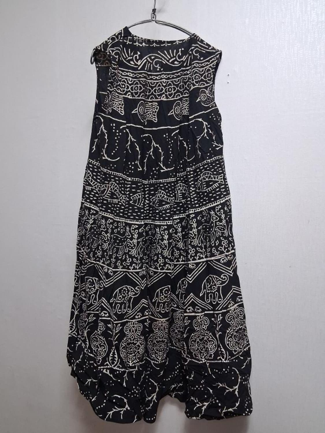 일본수입 SHANTI 인디아 코끼리 블록 프린트 루즈핏 면나염 롱원피스  상품이미지3