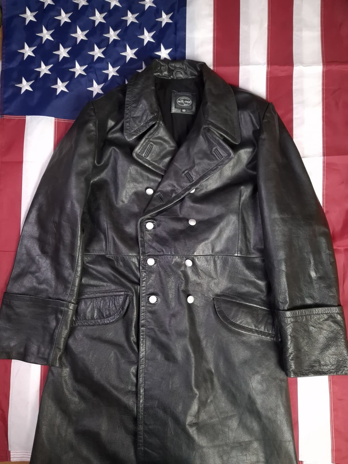 WW2 대전용 MIL-TEC 복각 독일군 장교 리얼레더 트렌치코트 상품이미지2