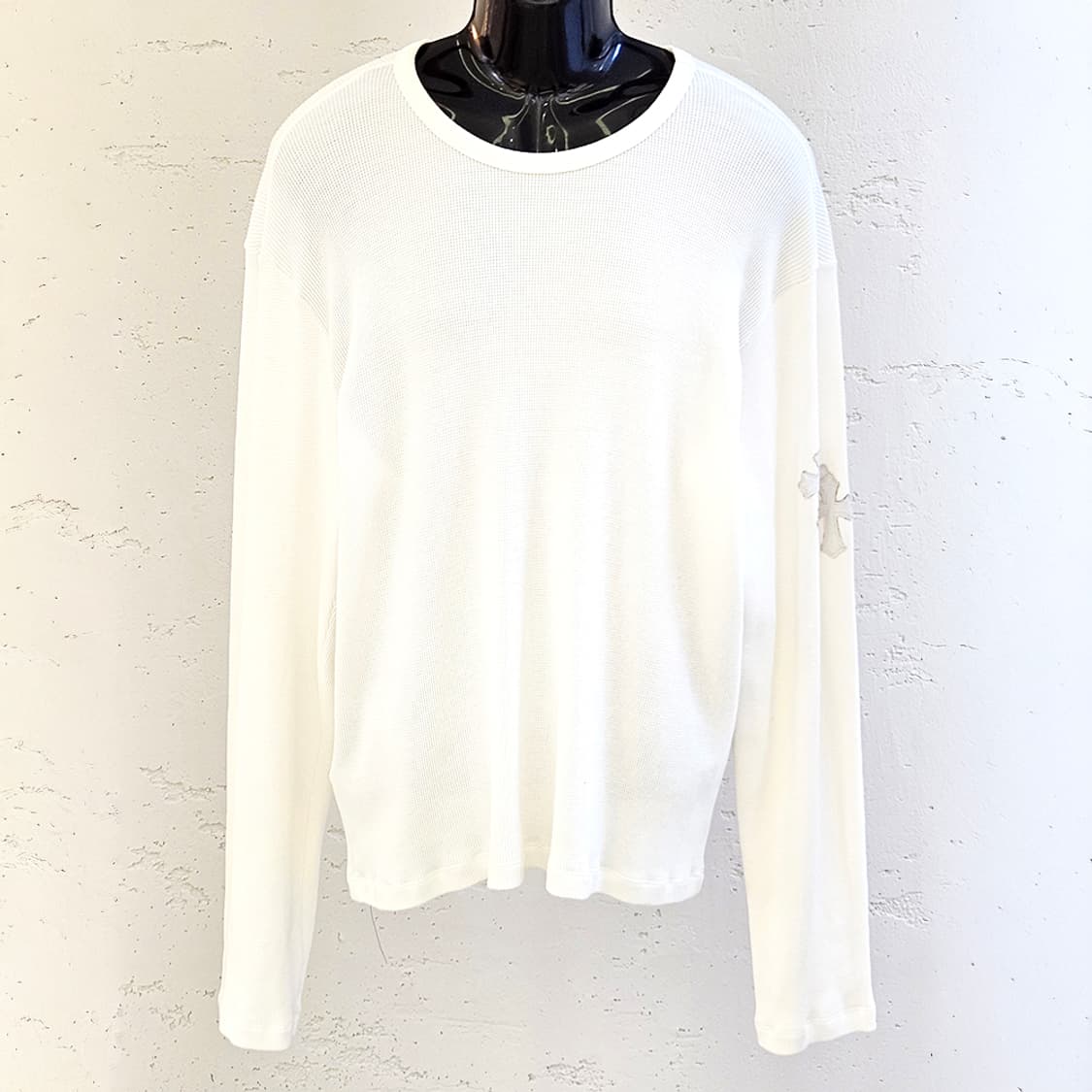 [XL] 크롬하츠 페이퍼잼 레더패치 와플 니트 화이트 B1213C139 상품이미지1